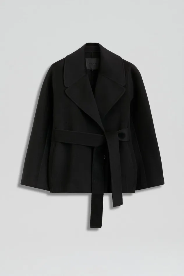 Scanlan Theodore Coats Women COCOON SLEEVE COAT BLACK Scanlan Theodore Coats Women COCOON SLEEVE COAT BLACK