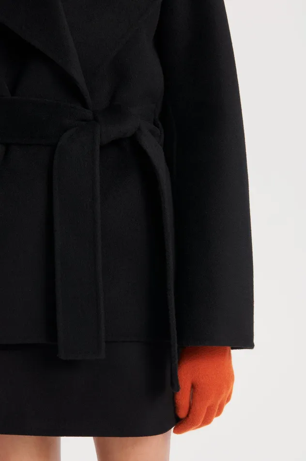 Scanlan Theodore Coats Women COCOON SLEEVE COAT BLACK Scanlan Theodore Coats Women COCOON SLEEVE COAT BLACK