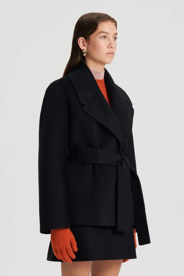 Scanlan Theodore Coats Women COCOON SLEEVE COAT BLACK Scanlan Theodore Coats Women COCOON SLEEVE COAT BLACK