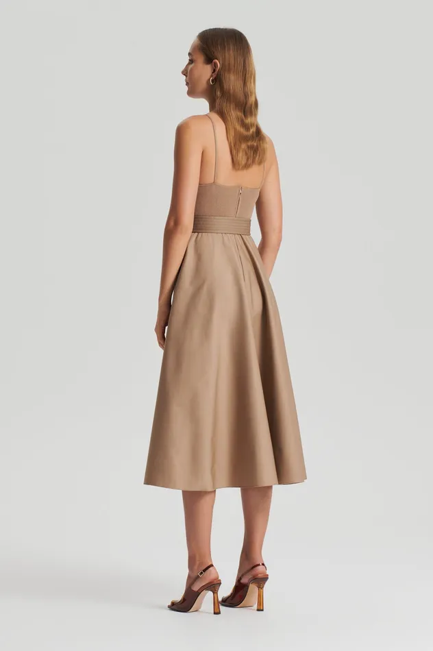 Scanlan Theodore Dresses Women CREPE KNIT CAMISOLE COTTON DRESS CAMEL Scanlan Theodore Dresses Women CREPE KNIT CAMISOLE COTTON DRESS CAMEL