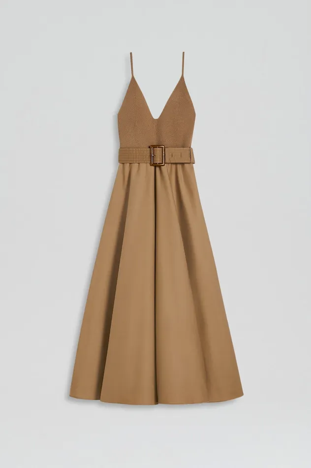 Scanlan Theodore Dresses Women CREPE KNIT CAMISOLE COTTON DRESS CAMEL Scanlan Theodore Dresses Women CREPE KNIT CAMISOLE COTTON DRESS CAMEL