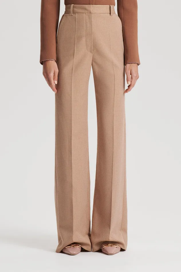 Scanlan Theodore PLAID TAILORED TROUSER CARAMEL Women Trousers Scanlan Theodore PLAID TAILORED TROUSER CARAMEL Women Trousers