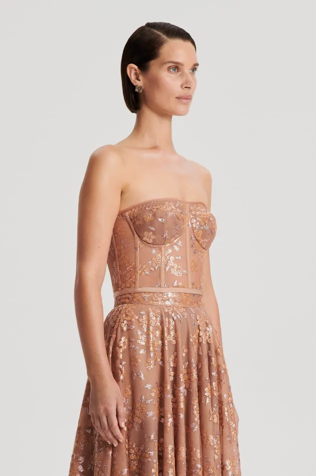 Scanlan Theodore Tops Women TINSEL FLORAL BUSTIER SPICE Scanlan Theodore Tops Women TINSEL FLORAL BUSTIER SPICE