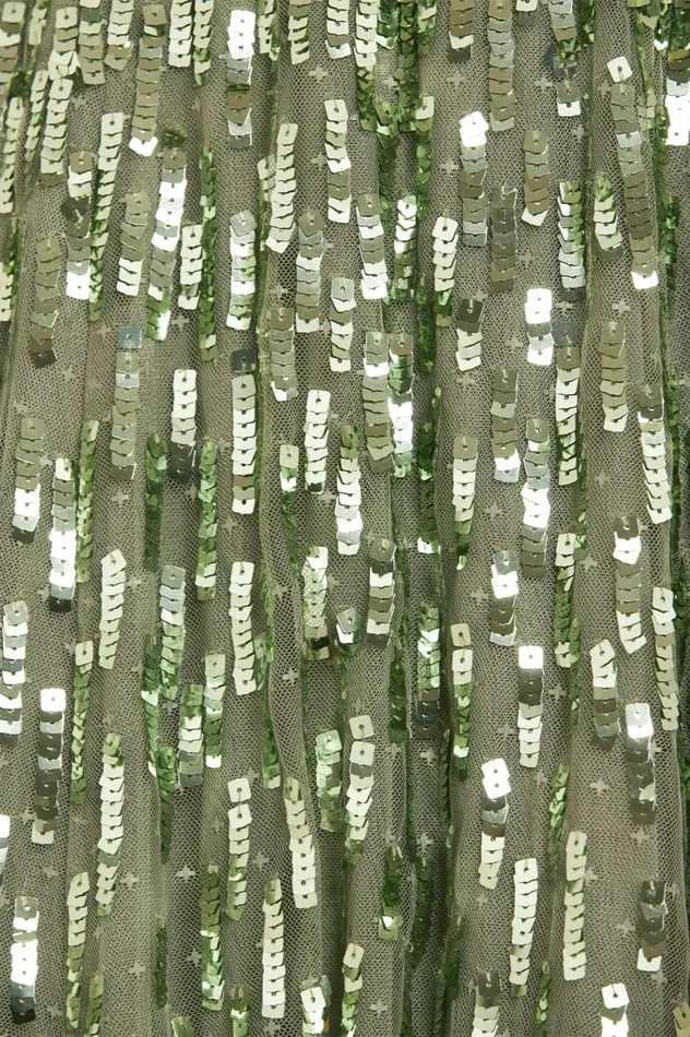 Sequin Dash Long Sleeve Ankle Gown Green Women Needle and Thread Dresses