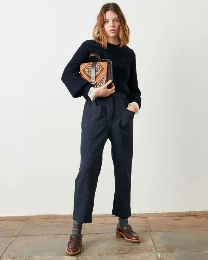 Sessn Womens Trousers Marble chill Navy
