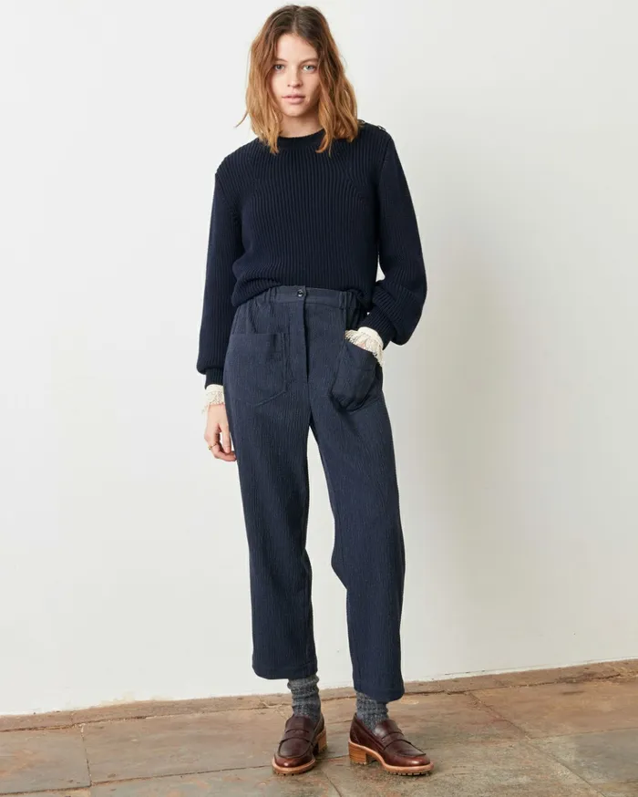 Sessn Womens Trousers Marble chill Navy