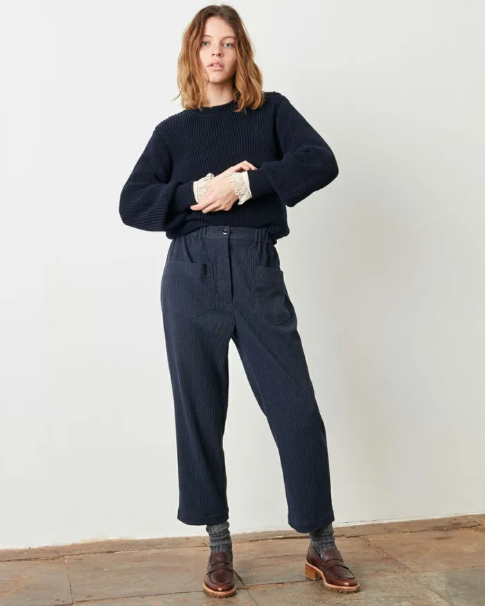 Sessn Womens Trousers Marble chill Navy