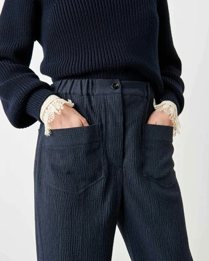 Sessn Womens Trousers Marble chill Navy