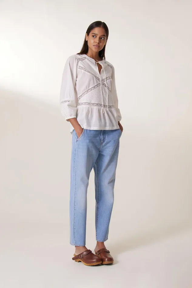 Shirts and Blouses Women Leon and Harper Cecil Lace Blouse Off White