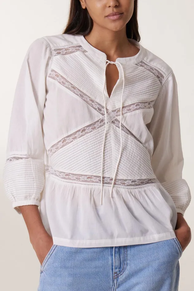 Shirts and Blouses Women Leon and Harper Cecil Lace Blouse Off White