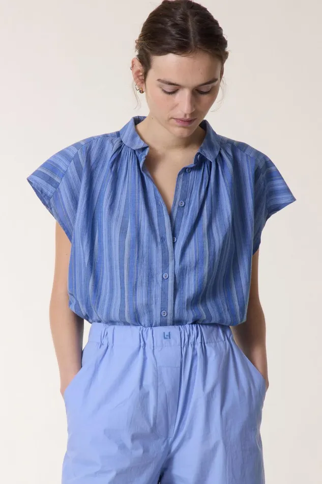 Shirts and Blouses Women Leon and Harper Chemise Cotta Strght Blue