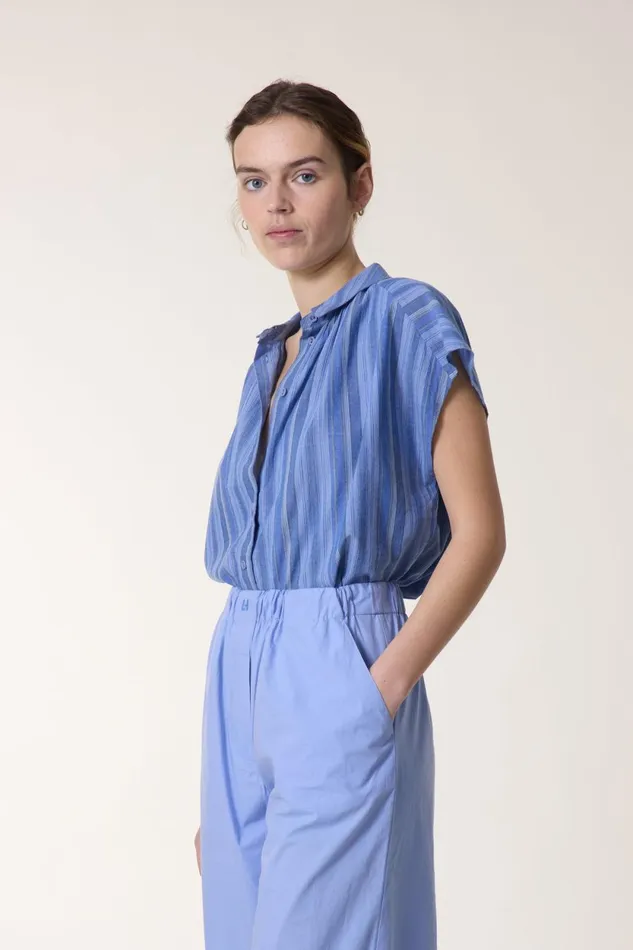 Shirts and Blouses Women Leon and Harper Chemise Cotta Strght Blue