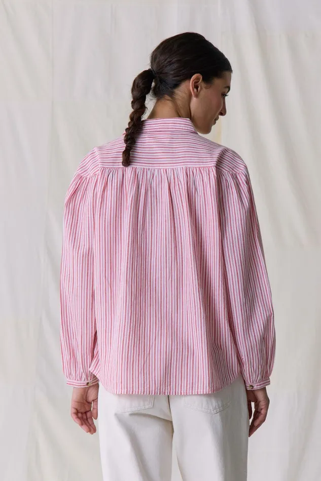 Shirts and Blouses Women Leon and Harper Cloclo Stripe Shirt Red