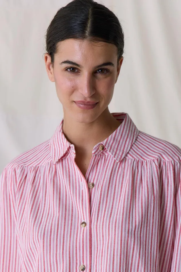 Shirts and Blouses Women Leon and Harper Cloclo Stripe Shirt Red