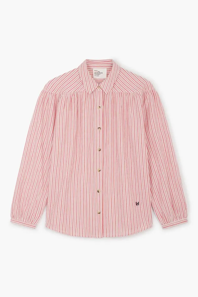 Shirts and Blouses Women Leon and Harper Cloclo Stripe Shirt Red