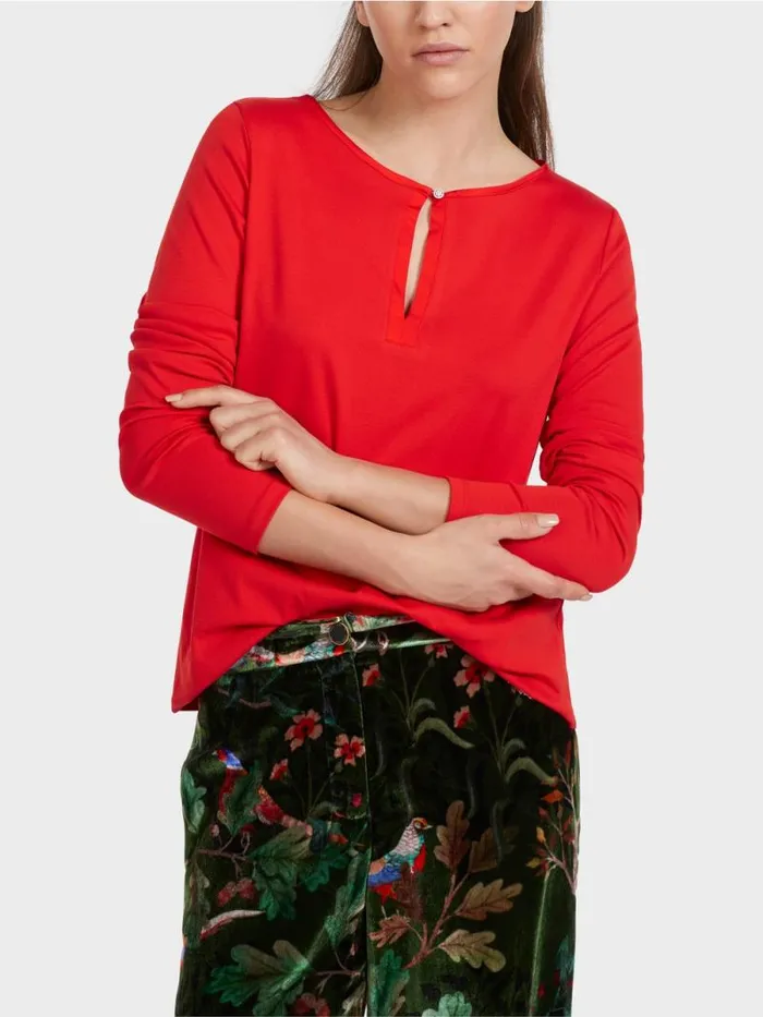Shirts and Tops Damen Marc Cain Elegantes Longsleeve Bright Fire Red
