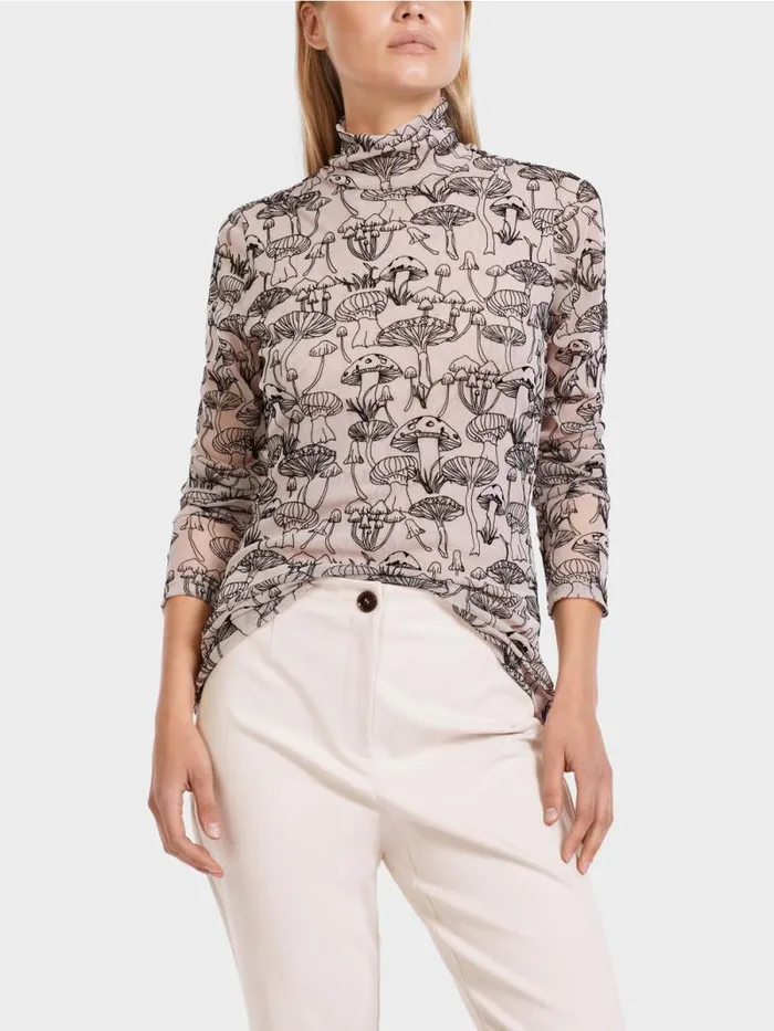 Shirts and Tops Damen Marc Cain Hochgeschlossenes Longsleeve 8211 Bedruckt Soft Blossom