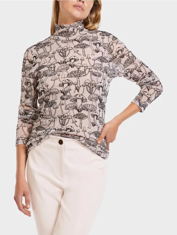 Shirts and Tops Damen Marc Cain Hochgeschlossenes Longsleeve 8211 Bedruckt Soft Blossom