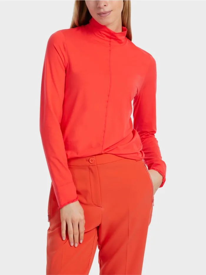 Shirts and Tops Damen Marc Cain LangarmShirt Mit Stehkragen Campari