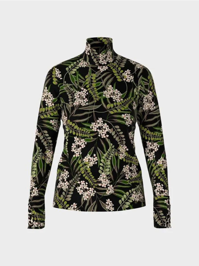 Shirts and Tops Damen Marc Cain Longsleeve Aus Bedrucktem Rippstrick Black