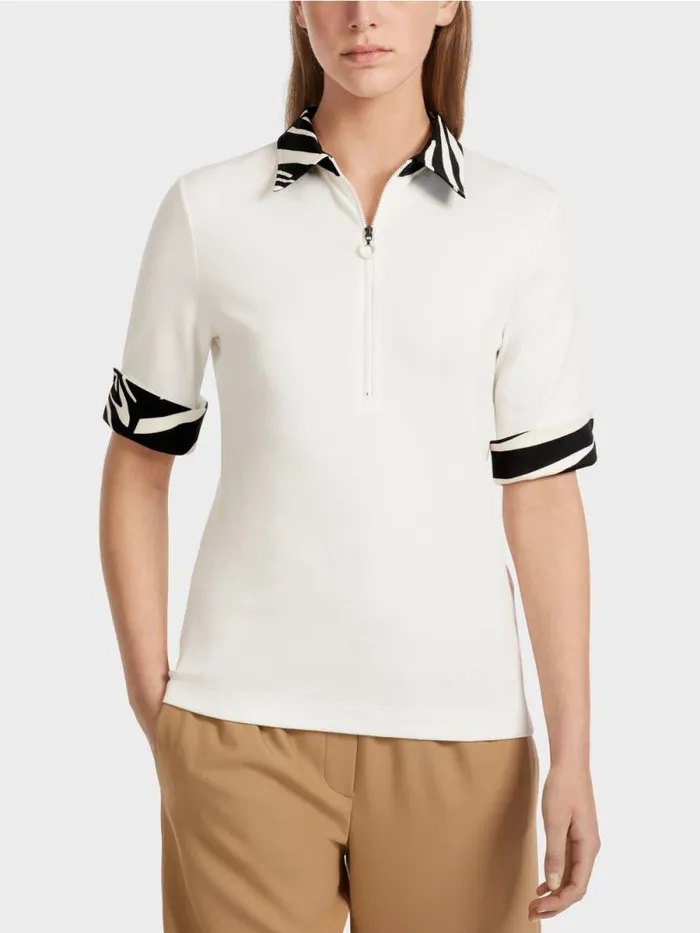 Shirts and Tops Damen Marc Cain PoloShirt Mit Zippverschluss Offwhite