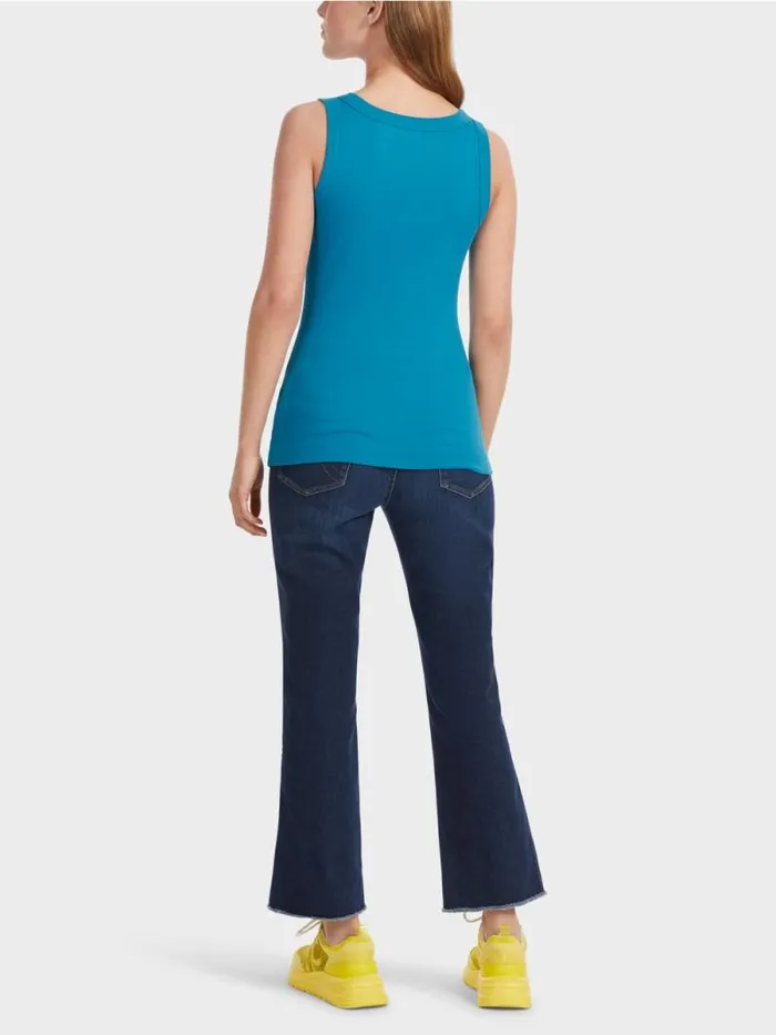 Shirts and Tops Damen Marc Cain rmelloses Top Aus Baumwollripp Deep Sea