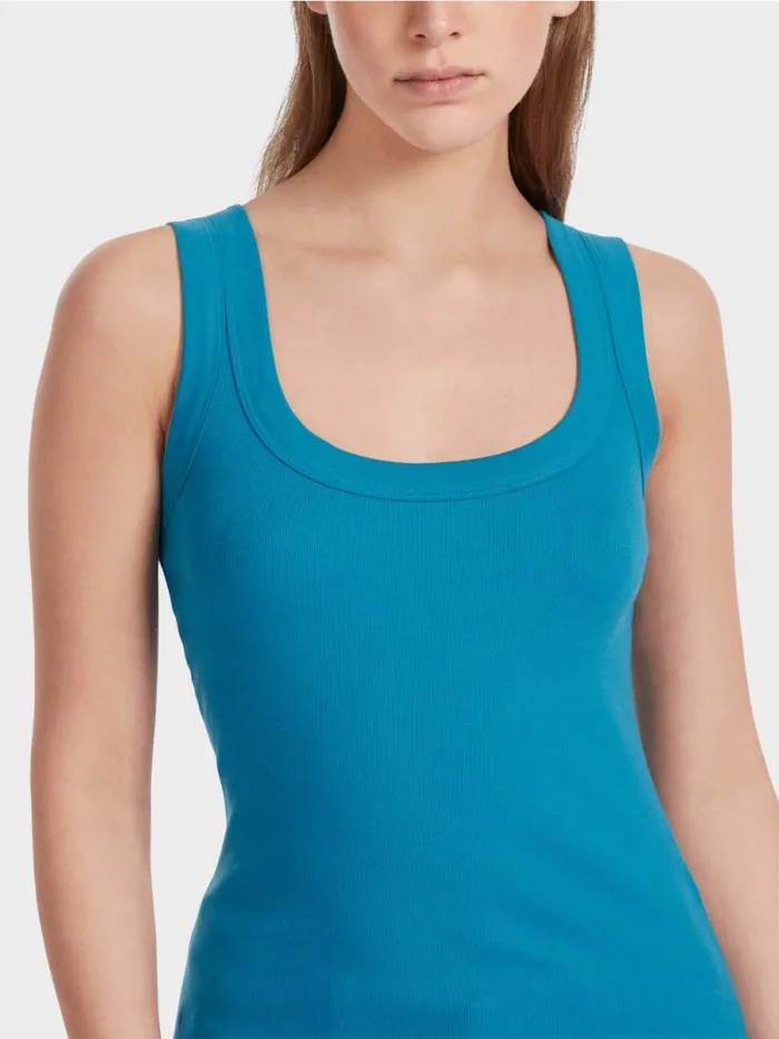 Shirts and Tops Damen Marc Cain rmelloses Top Aus Baumwollripp Deep Sea
