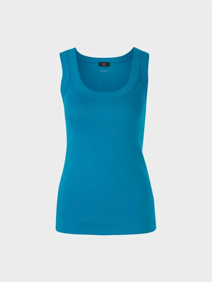 Shirts and Tops Damen Marc Cain rmelloses Top Aus Baumwollripp Deep Sea