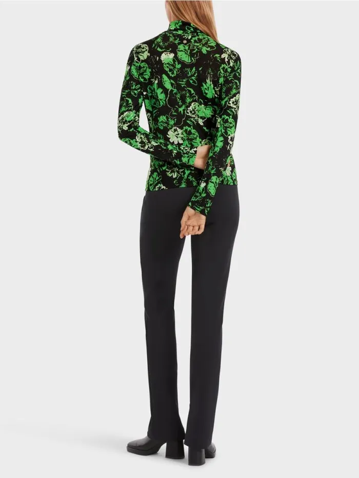 Shirts and Tops Damen Marc Cain RollkragenTShirt Im BlumenDessin Dark Apple Green