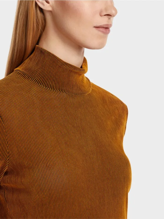 Shirts and Tops Damen Marc Cain TShirt Im RippenDesign Deep Pumpkin