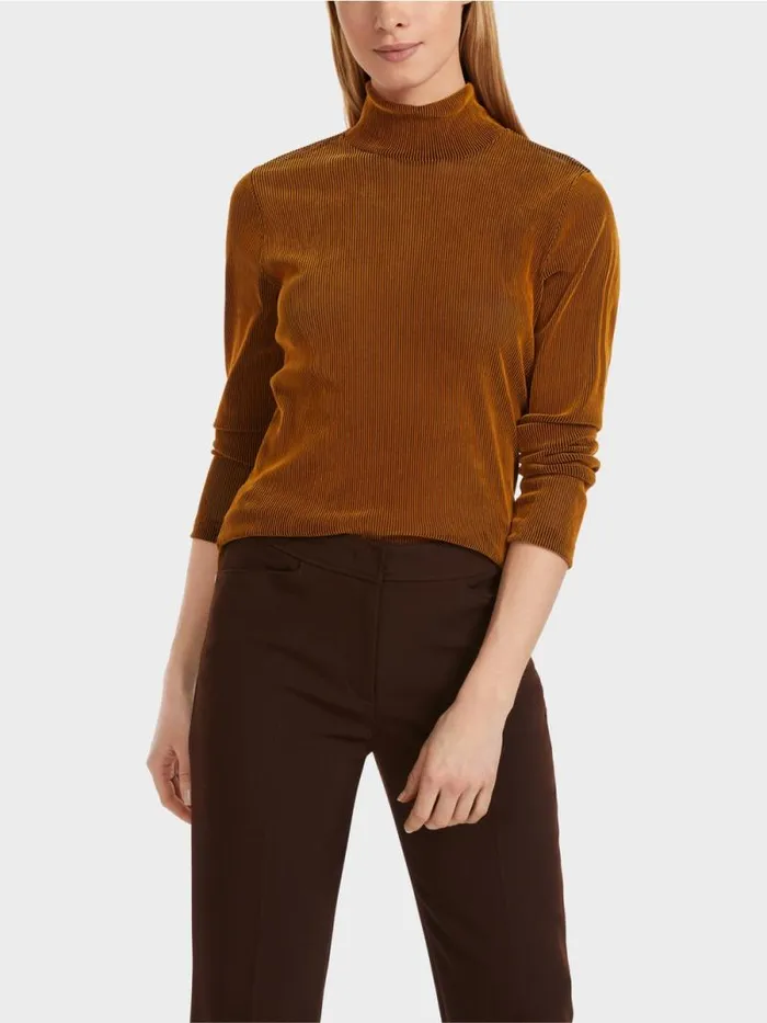 Shirts and Tops Damen Marc Cain TShirt Im RippenDesign Deep Pumpkin