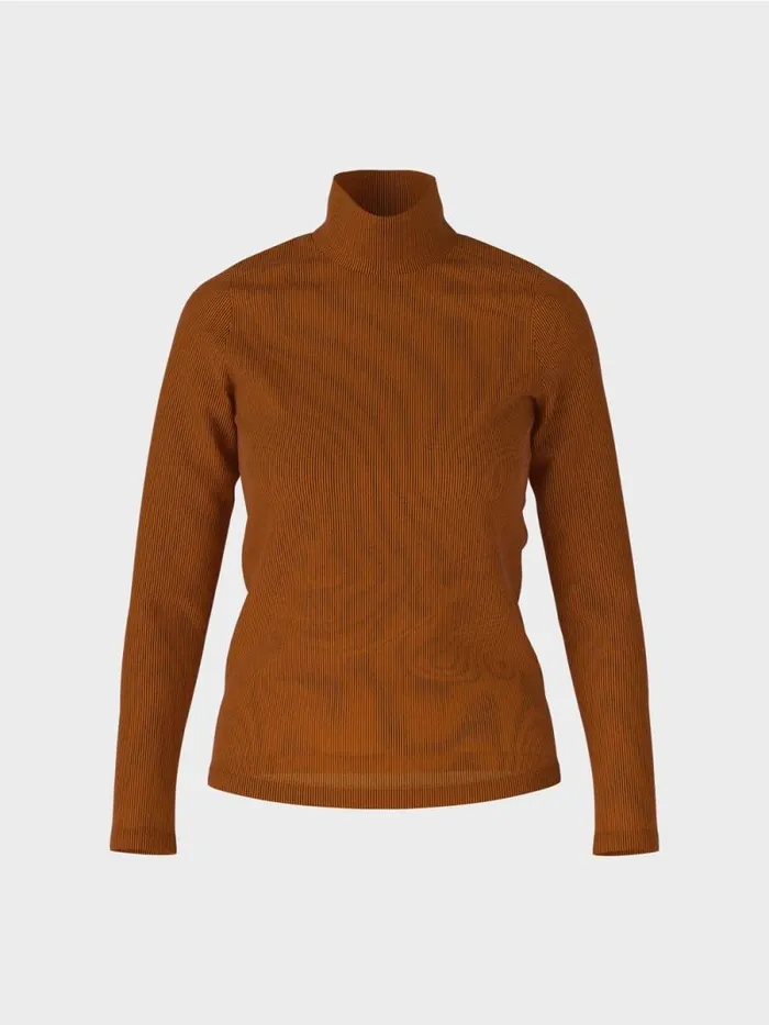 Shirts and Tops Damen Marc Cain TShirt Im RippenDesign Deep Pumpkin