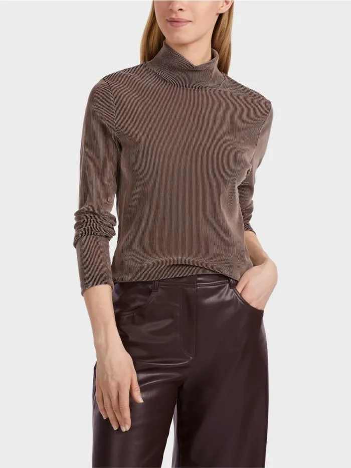 Shirts and Tops Damen Marc Cain TShirt Im RippenDesign Sandy Beige