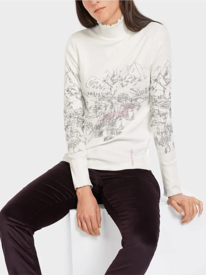 Shirts and Tops Damen Marc Cain TShirt Mit Bergmotiv Offwhite