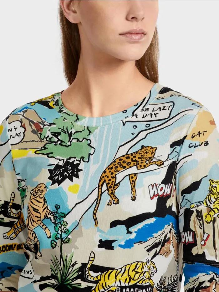 Shirts and Tops Damen Marc Cain TShirt Mit ComicPrint Deep Sea