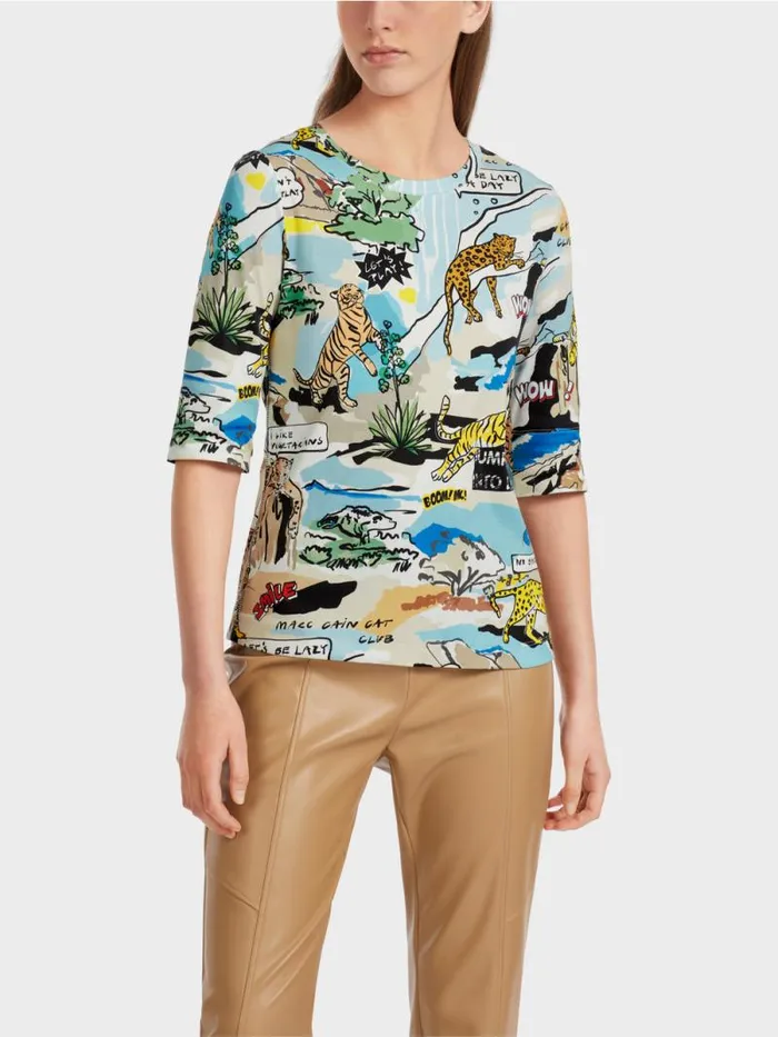 Shirts and Tops Damen Marc Cain TShirt Mit ComicPrint Deep Sea