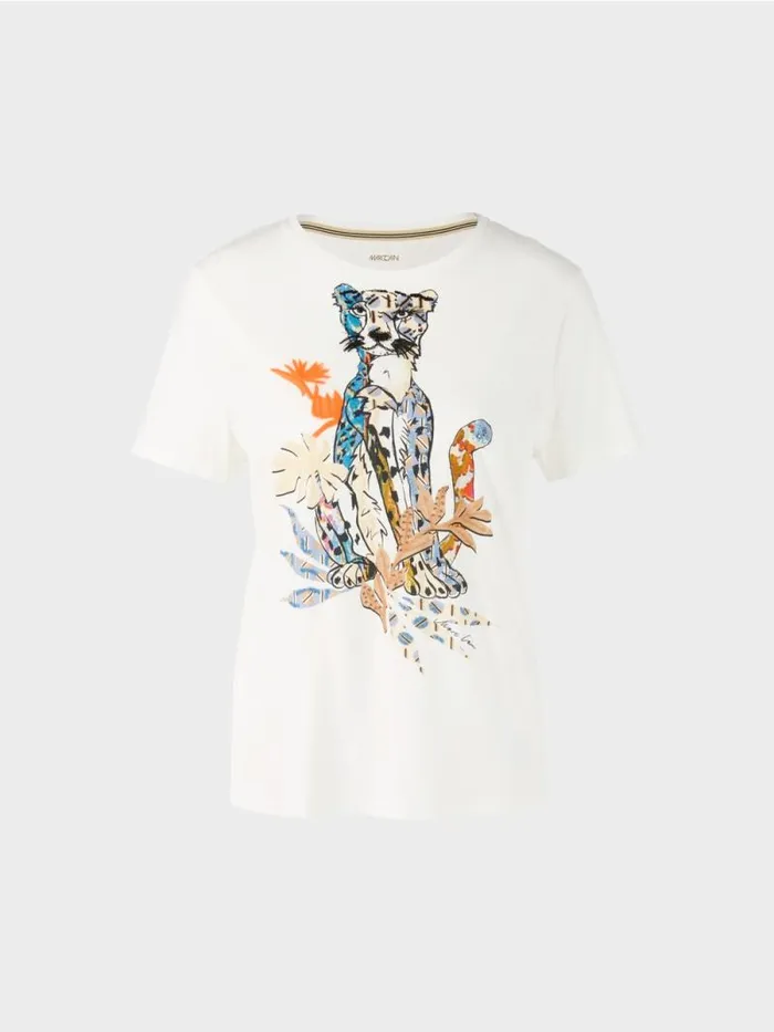 Shirts and Tops Damen Marc Cain TShirt Mit TigerApplikation Offwhite