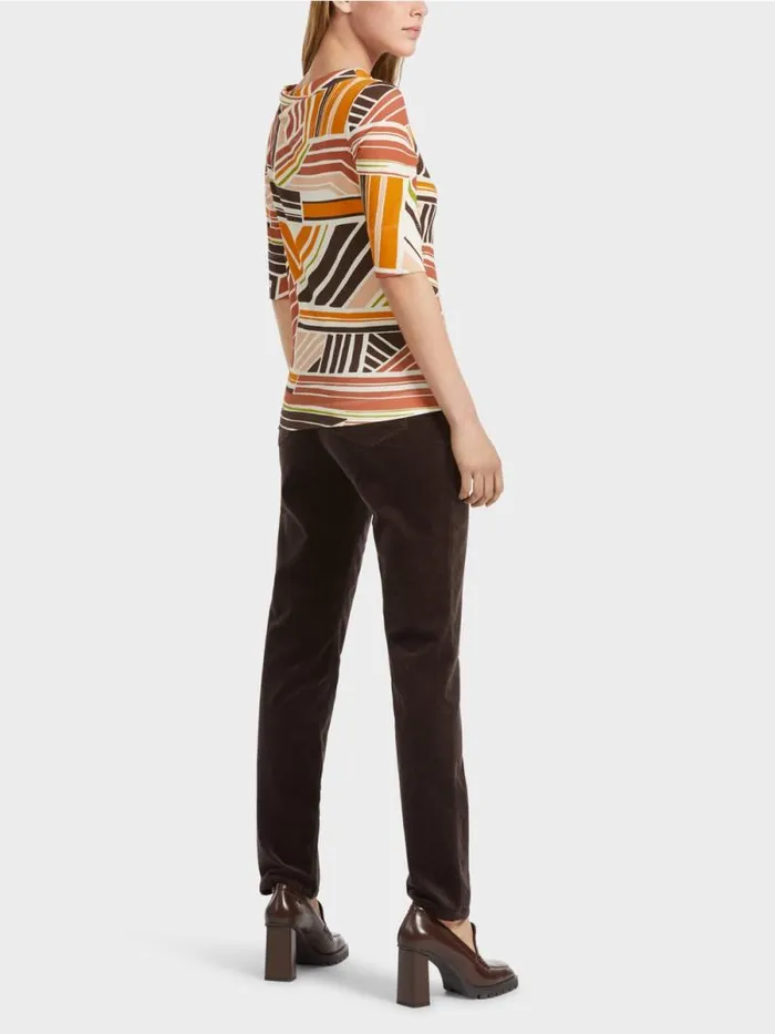 Shirts and Tops Damen Marc Cain TShirt Mit Verspielten Streifen Red Rust