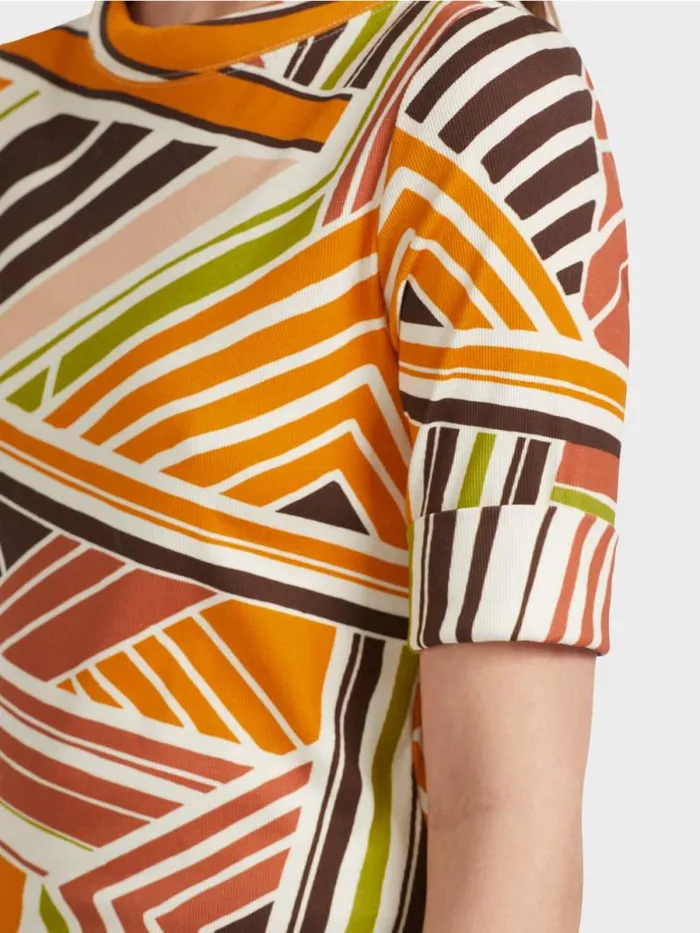 Shirts and Tops Damen Marc Cain TShirt Mit Verspielten Streifen Red Rust