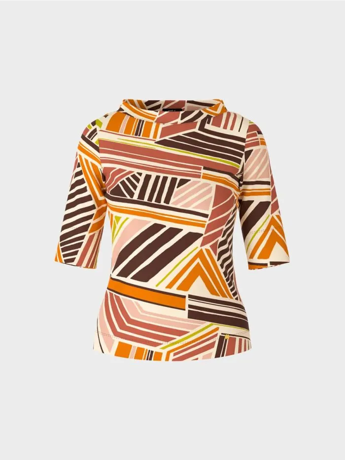 Shirts and Tops Damen Marc Cain TShirt Mit Verspielten Streifen Red Rust