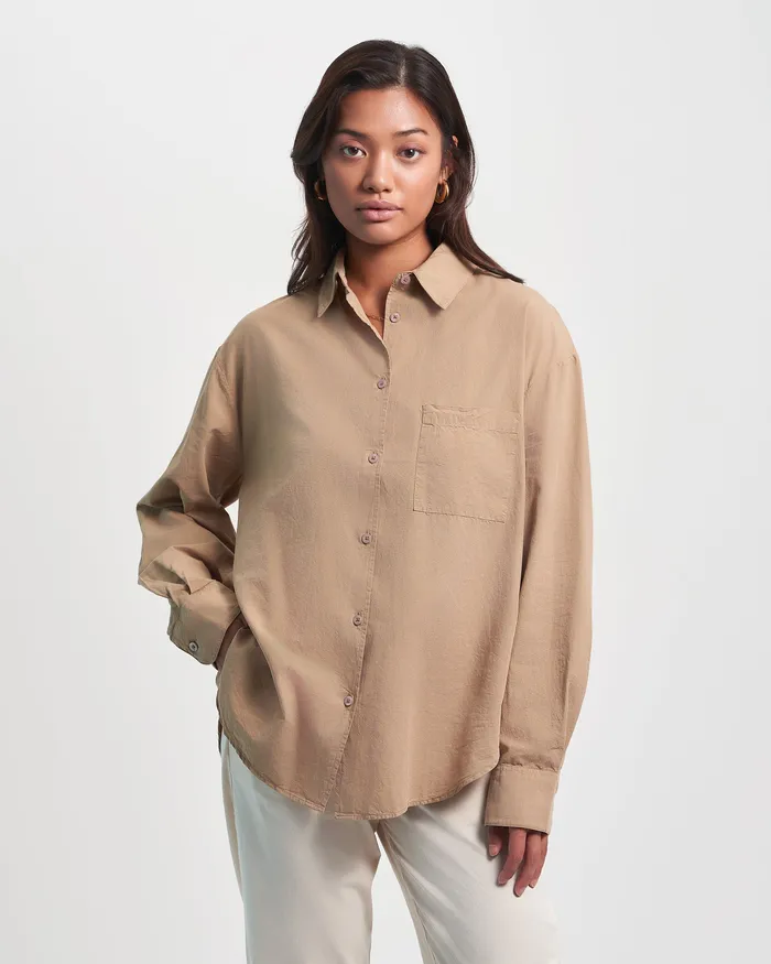 Shirts Organic Oversized Shirt 8211 Desert Khaki Colorfulstandard Women