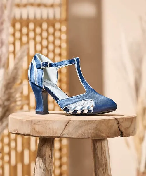 Shoes Sandals and Boots Apparel Joebrowns Gatsby Shimmer T Bar Shoes Navy