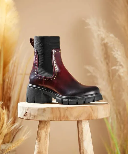Shoes Sandals and Boots Here And Now Chunky Boots Deep Burgundy Joebrowns Apparel