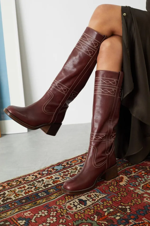 Shoes Women Leon and Harper Stuart Vintage Boots Burgundy