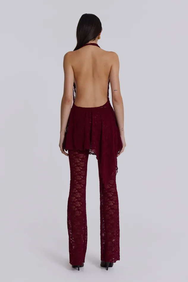 Shop Burgundy Riva Lace Coord Set Dresses Jaded London Women