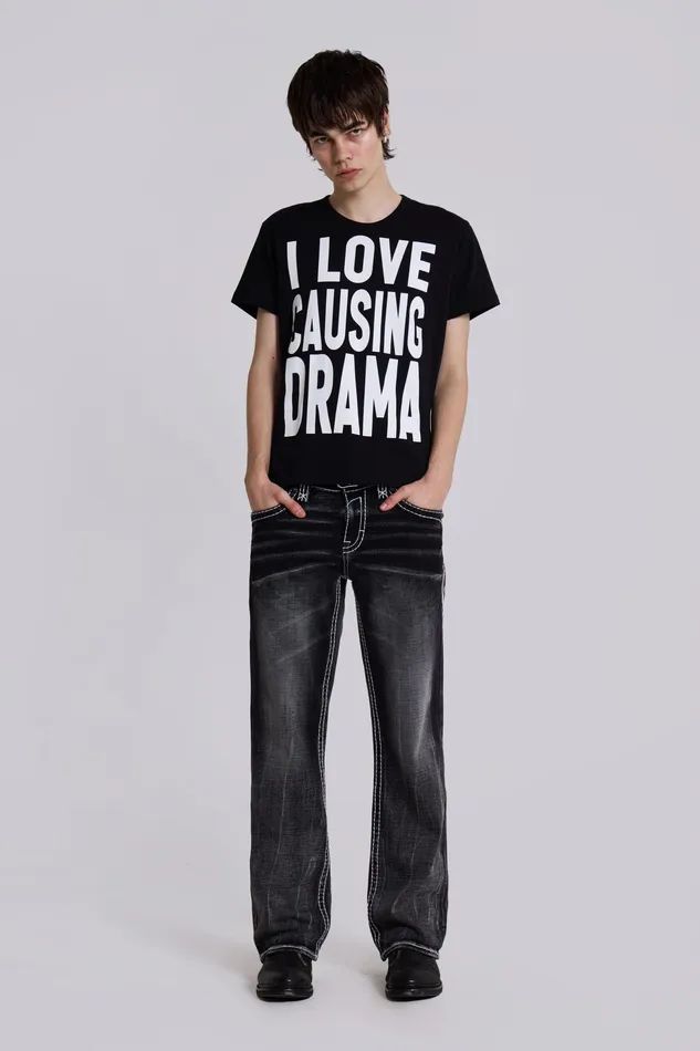 Shop Rock Revival Washed Black Gwen Bootcut Jeans Men Denim Jaded London