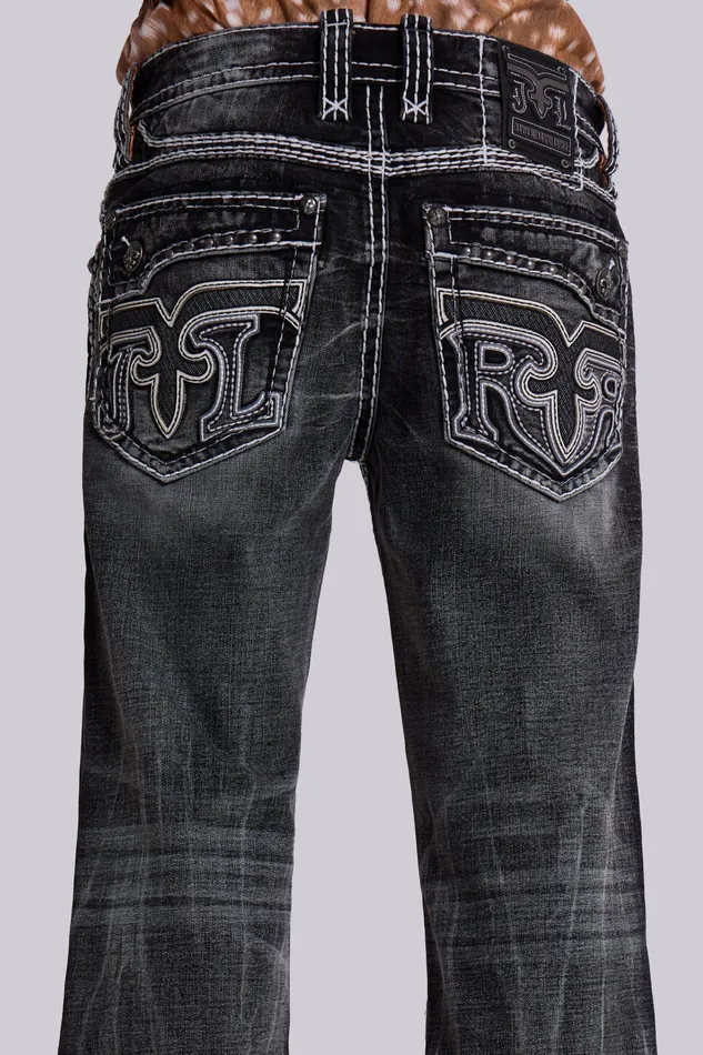 Shop Rock Revival Washed Black Gwen Bootcut Jeans Men Denim Jaded London