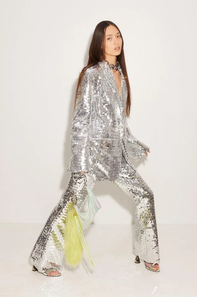 Shop Simon Miller BOTTOMS Sequin Robo Pant Satellite Silver