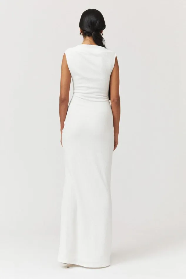 Shop SUBOO Dresses Jacqui Rouched Front Midi Dress 8211 White