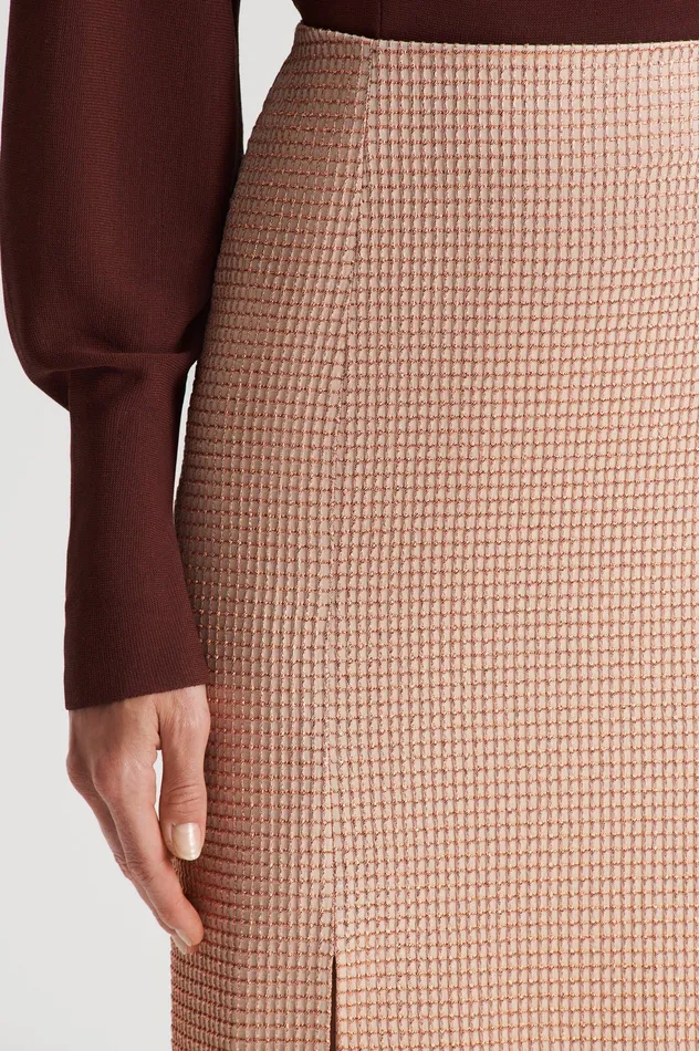 Skirts Scanlan Theodore Women TINSEL GINGHAM SKIRT ROSEGOLD